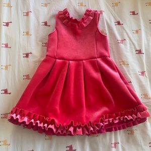 Genuine Kids by Oshkosh size 3T Pink Velvet Ruffle Dress